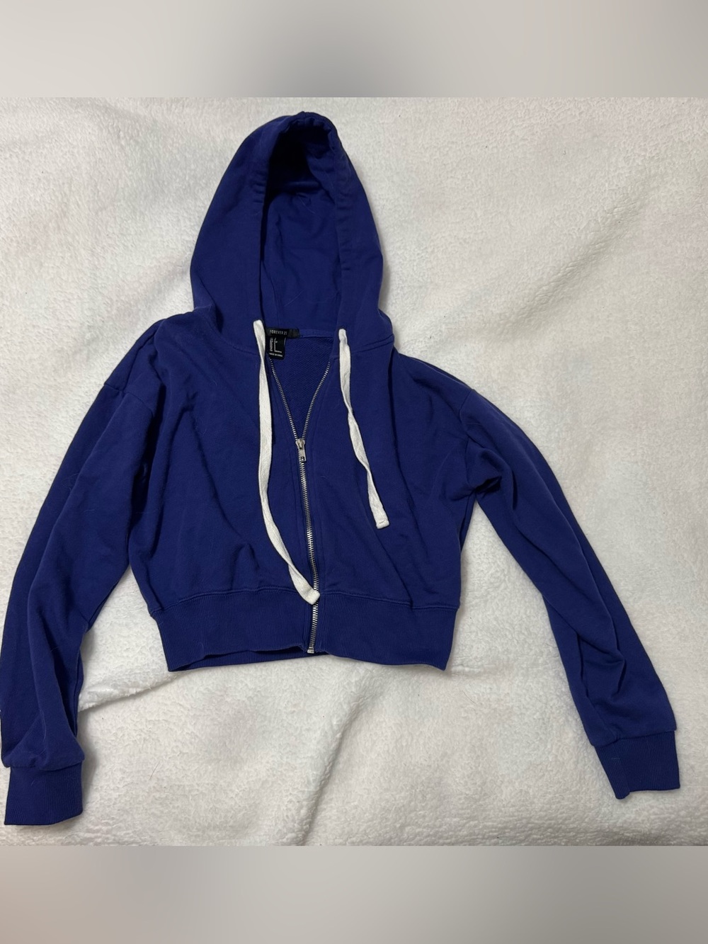 Women's Royal Blue purple Cropped Zip Hoodie